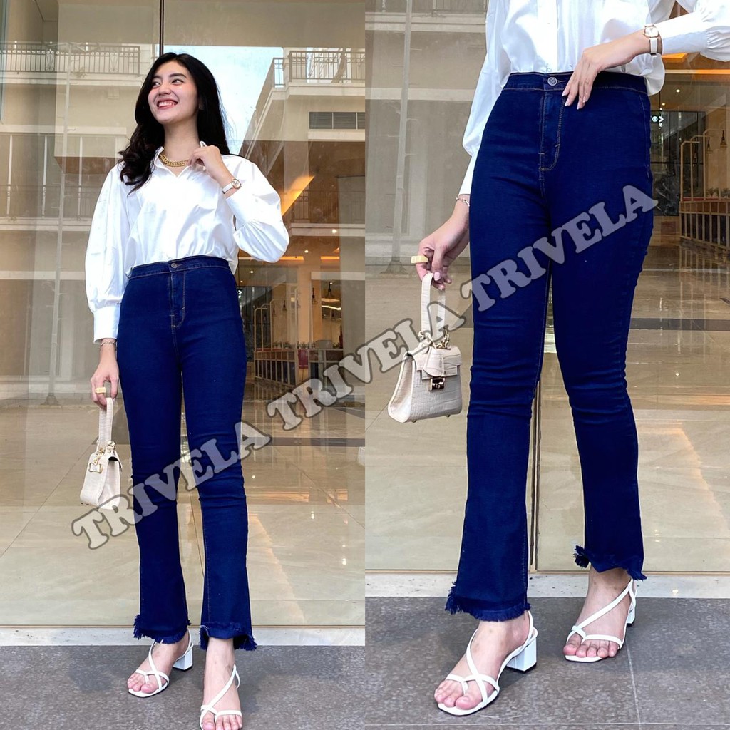 HIGHWAIST JEANS CUTBRAY SNOW RAWIS / CELANA JEANS WANITA CUTBRAY