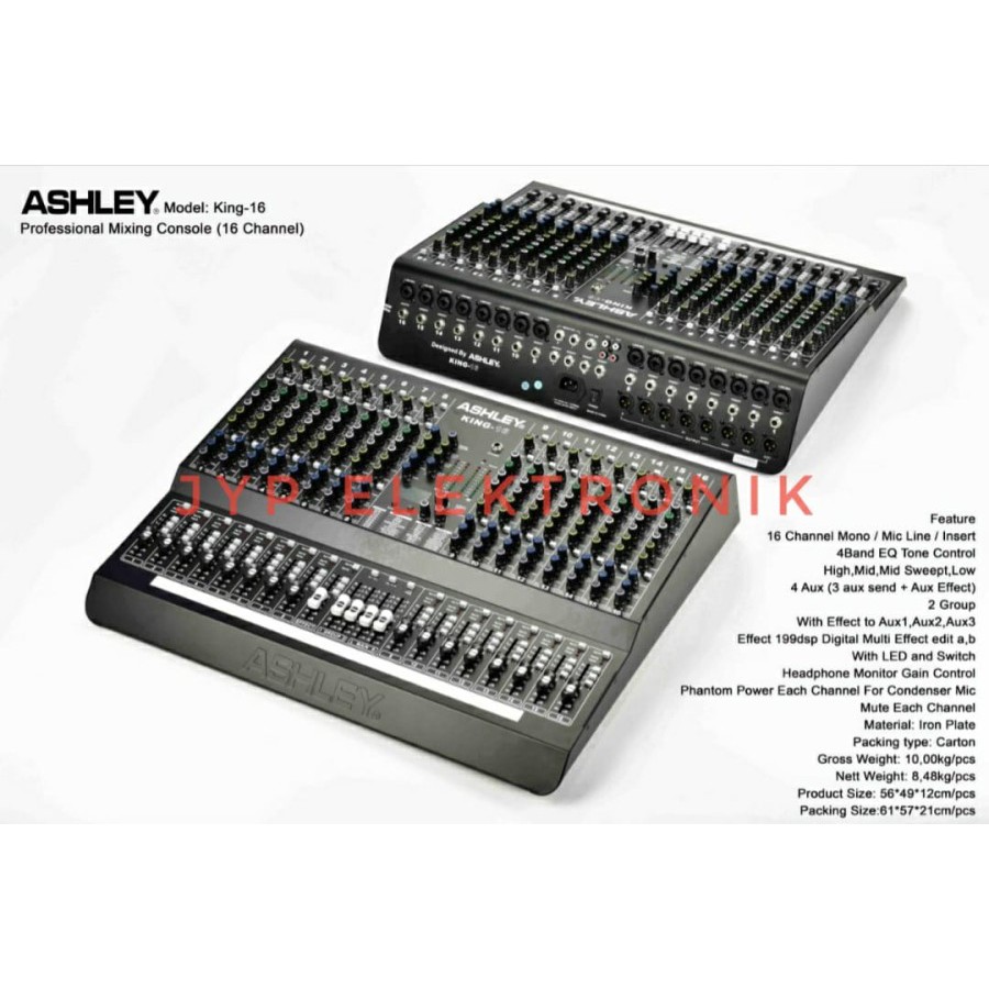 MIXER AUDIO ASHLEY KING 16 / KING16 ORIGINAL NEW 16 CHANNEL