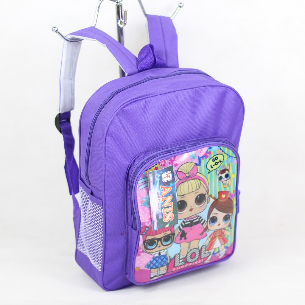 Tas Gendong Anak Cewek Gambar Lol Ungu Ransel Sekolah Trendy Lucu Kece Bahan Tebal Kuat Berkualitas