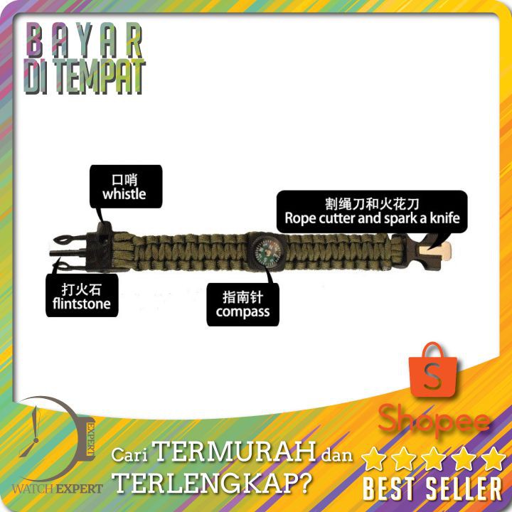 TERMURAH Tali Paracord Multifugsi dengan Pemanti Api Kompas - 15353