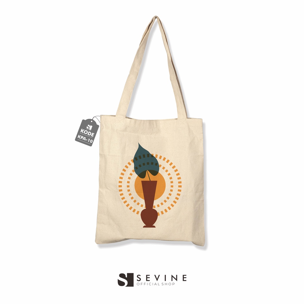 Sevine Tote Bag Kanvas Tas Fashion Totebag Wanita DTF Printing Nordic Aesthetic Series - KPA10