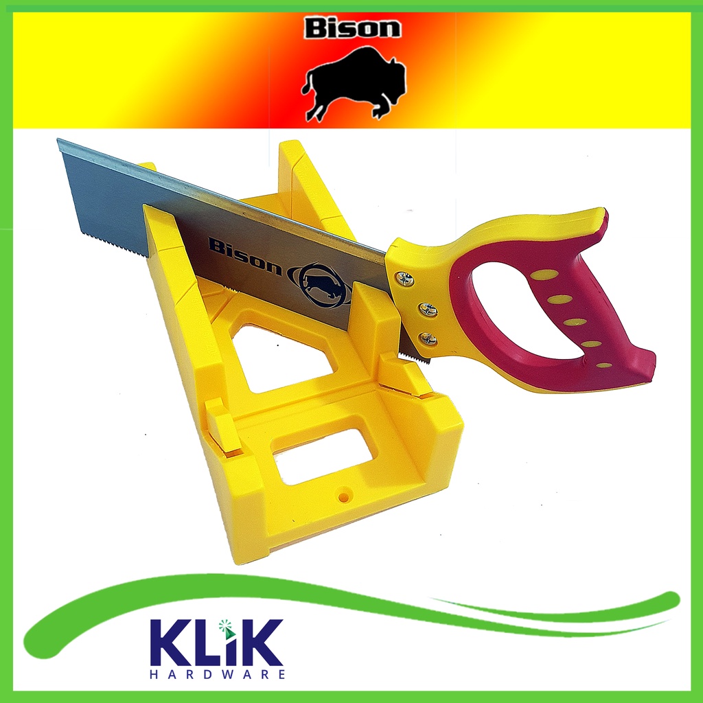 Bison Gergaji Pigura Kayu Siku Sudut Potong 12 Inch Back Saw Miter Box