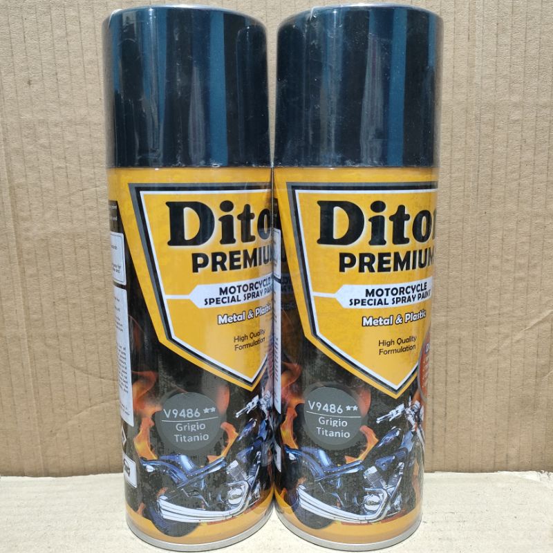 Pilok Pilox Cat Diton Premium Grigio Titanio 9486 V9486 Abu Metalik 400cc Cat Semprot Diton Premium Tahan Bensin Cepat Kering