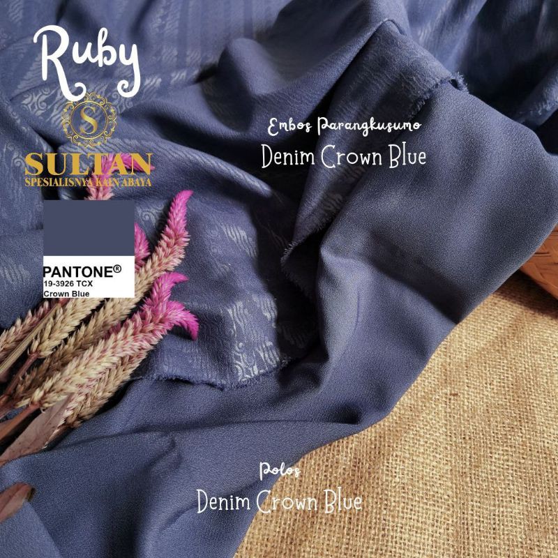 50CM EMBOS PARANGKUSUMO RUBY DARK DENIM WOLLYCREPE KAIN SULTAN