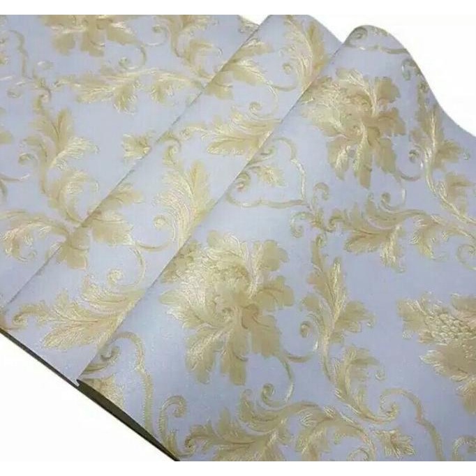 Wallpaper Dingding Vinyl Dua Motif Batik Kembang Salur Klasik Premium Terbaru