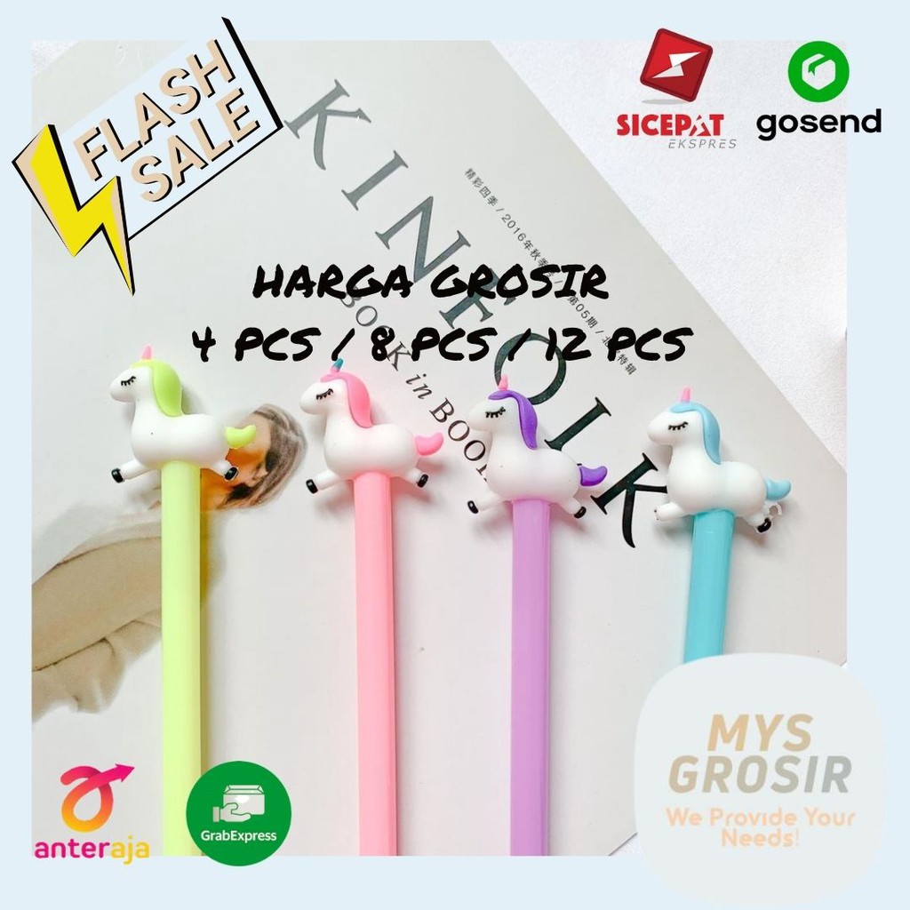

GROSIR HARGA LEBIH MURAH 4PCS / 8PCS /12PCS pulpen pen pena gel unicorn flying terbang termurah karakter bergambar