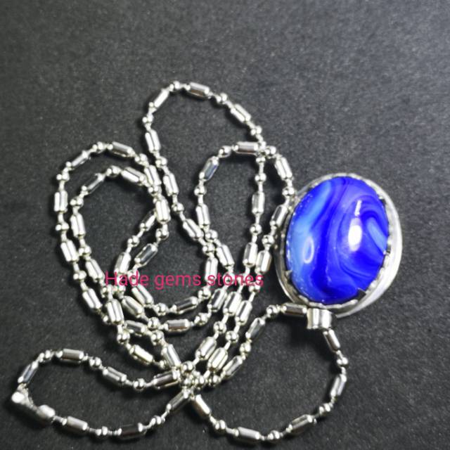 Kalung titanium + liontin batu akik