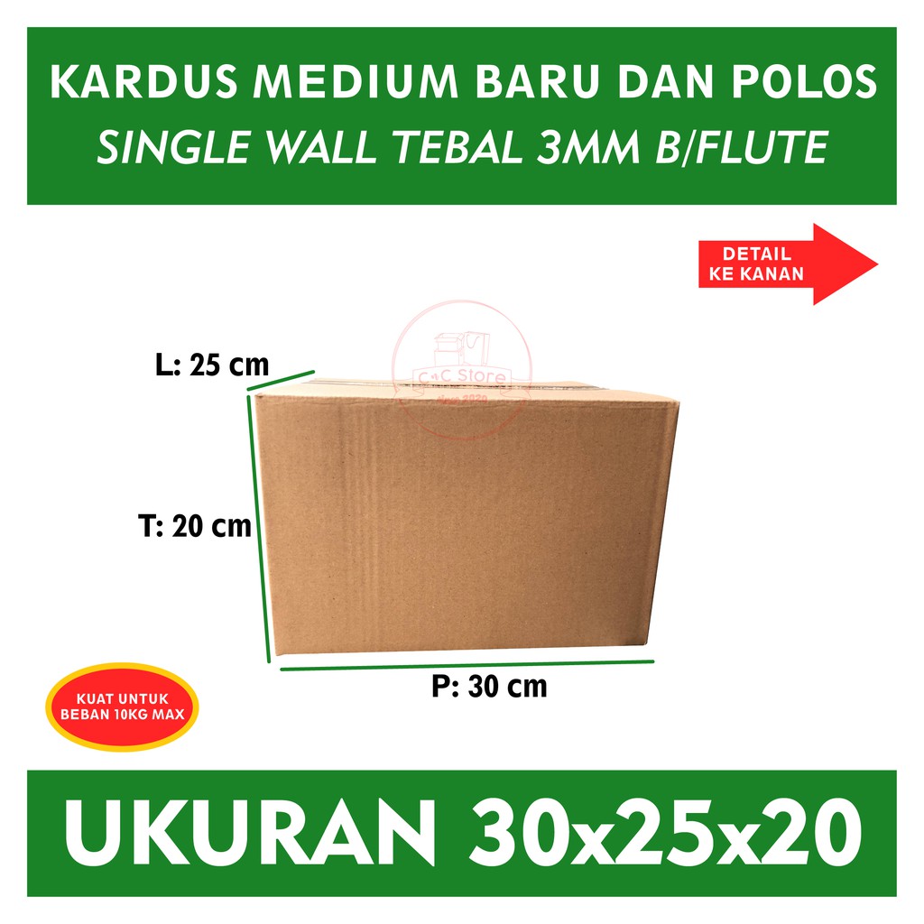 

Kardus Karton Box Polos Corrugated 30x25x20