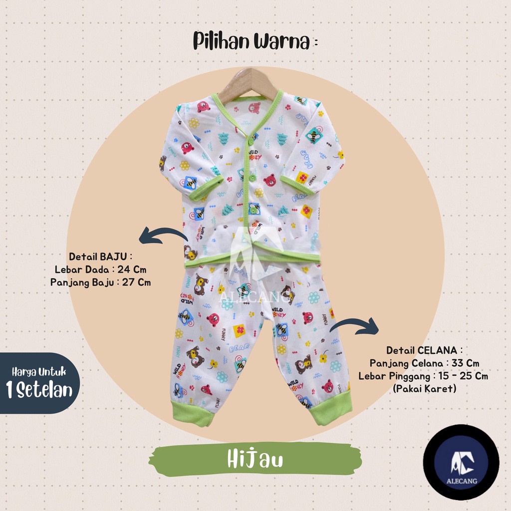 Setelan Baju Bayi Panjang Motif Size 0 - 3 Bulan merk MUNGIL - MOTIF