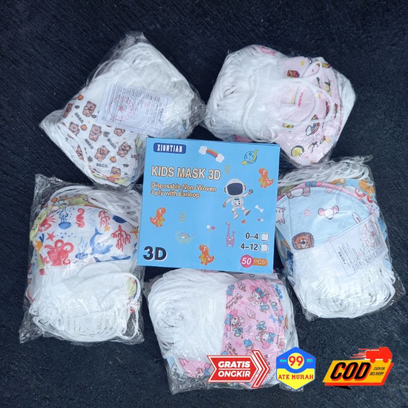 MASK KIDS 3PLY - Masker anak 50/Children Disposable Protective/earloop mask/duckbil