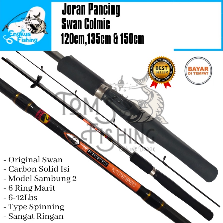 Joran Pancing Swan Colmic Carbon Solid 120cm-150cm (4-8Lbs) Lentur Murah - Engkus Fishing