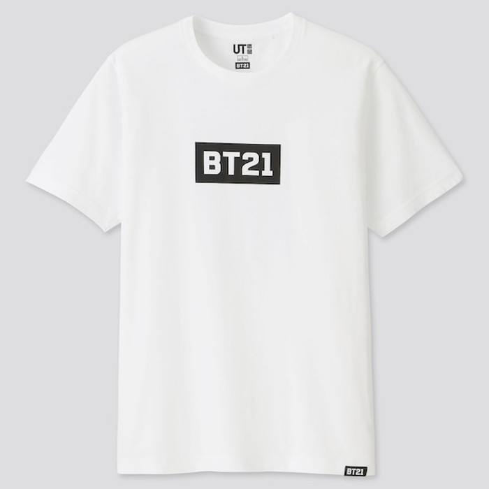 KAOS UNIQLO X BT21 BAJU TSHIRT CLASSIC WHITE BTS KOREA KPOP combed 30s