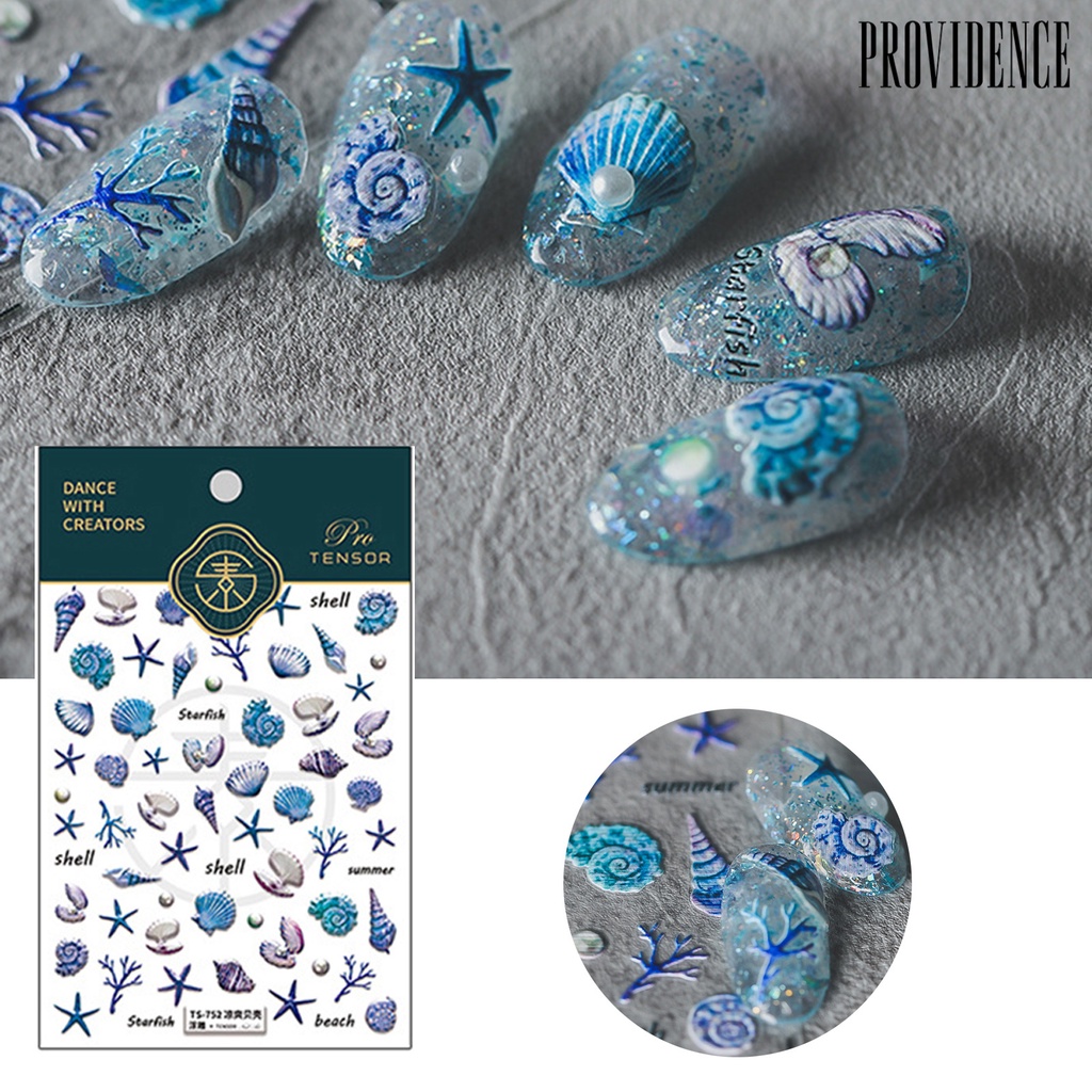 Providence Nail Sticker Vivid Images Ultra Thin Blue Summer Ocean Series Waves Shell Starfish Decals for Manicure