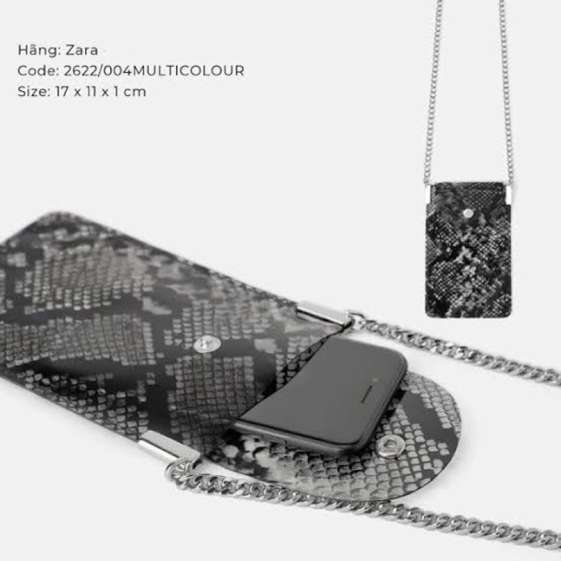 Zara Animal Print Vinyl Crossbody Mobile Phone Bag