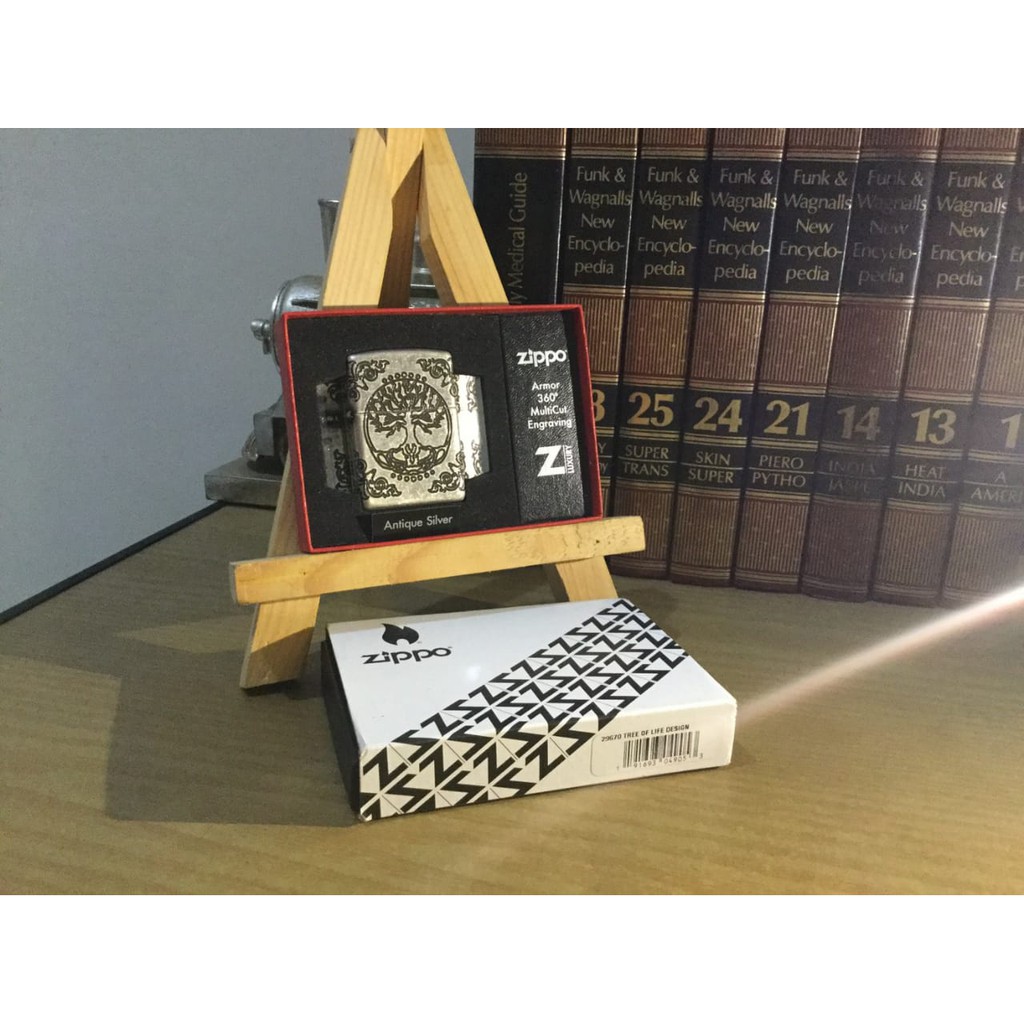 Zippo 360° Armor MultiCut Engraving Antique Silver Tree Of Life Original US