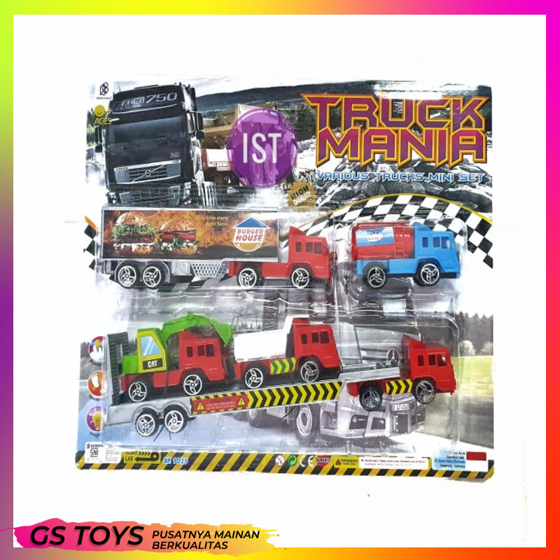 Mainan Anak Laki Mobil Mobilan Truk Kecil Kontainer Kontener Trailer Pull Back Truck Mania BP 9025