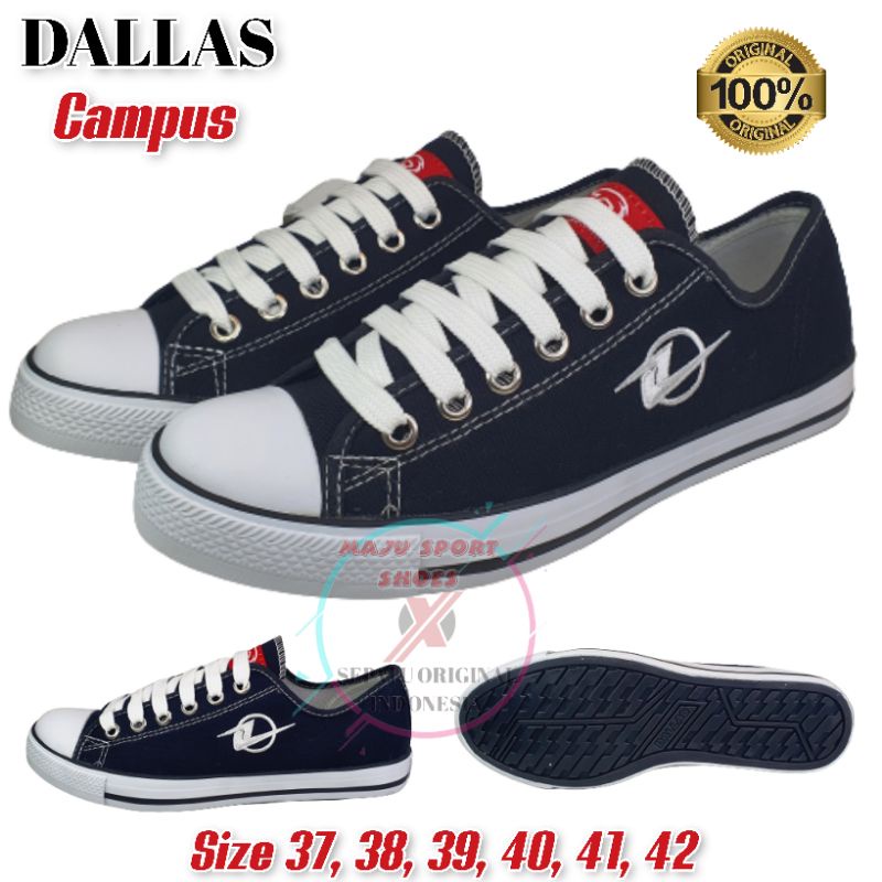 DALLAS CAMPUS - SEPATU SEKOLAH HITAM PUTIH PENDEK TINGGI PRIA DAN WANITA / SEPATU CASUAL SANTAI