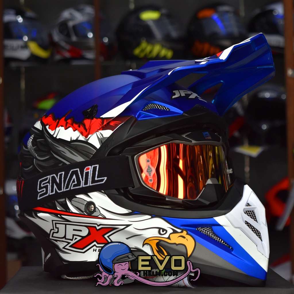 HELM JPX X39 BLUE PAKET GOOGLE SNAIL ORIGINAL - HELM JPX CROSS PAKET GANTENG JPX FOX1 CROSS TERBARU HELM JPX TERBARU-MX36 MATT GREY/RED