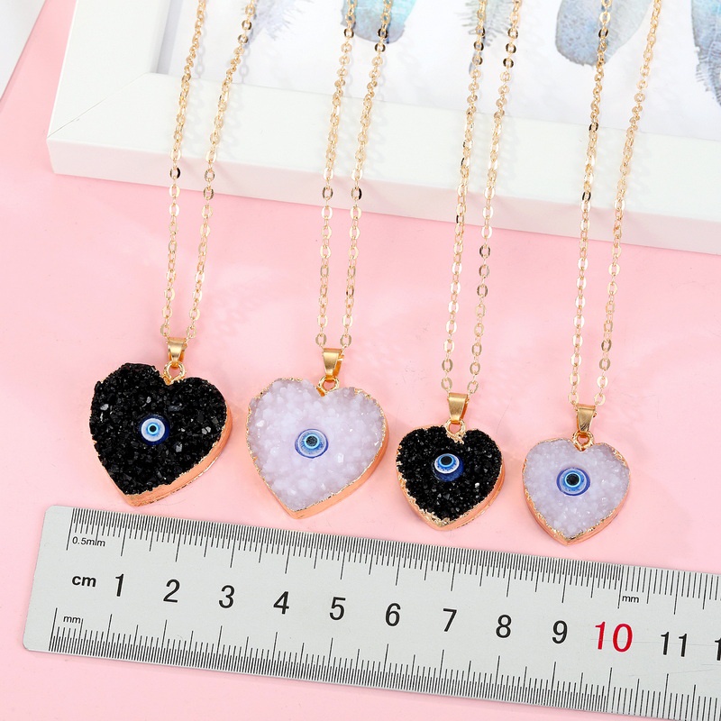 19 kinds of Korean simple natural stone resin painting oil blue eyes men and women necklace lucky cute jewelry accessories factory wholesale in stock