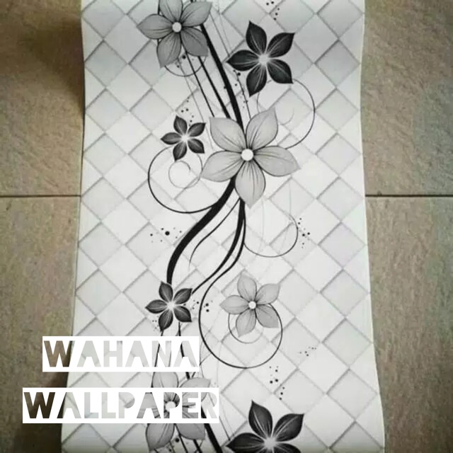 WALLPAPER STICKER BUNGA HITAM SALUR