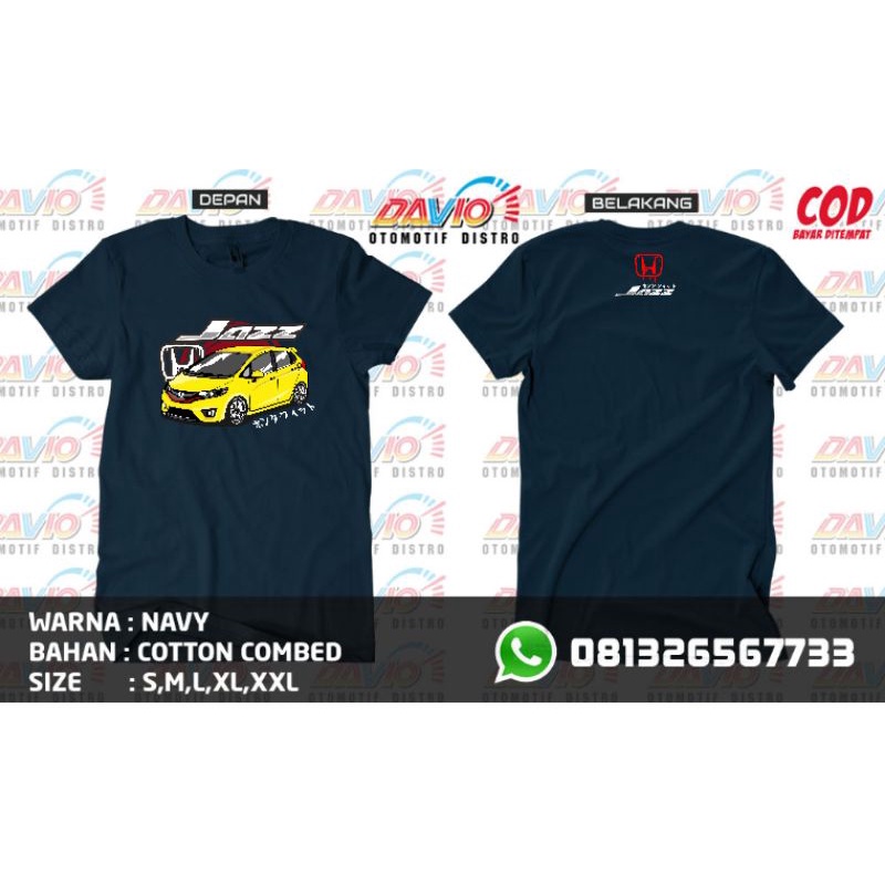 Kaos Honda jazz•Kaos Jazz•baju mobil• Jazz Rs