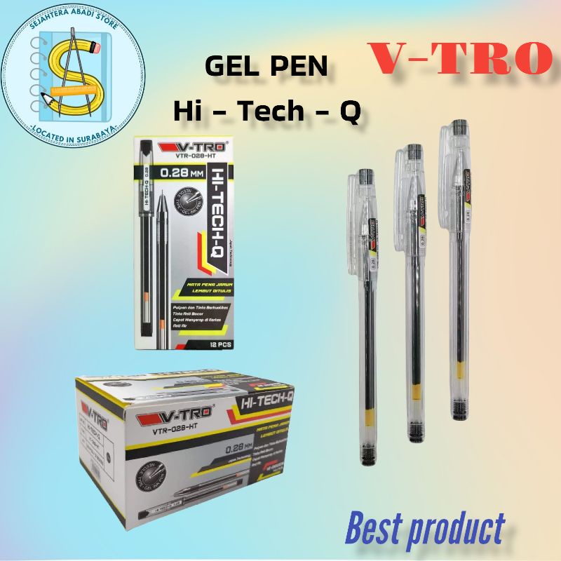 

V-TRO PULPEN HITECH 0,28MM GEL PEN HI TECH BOLPOIN BALLPONIT PENA HITAM BIRU (Pcs)