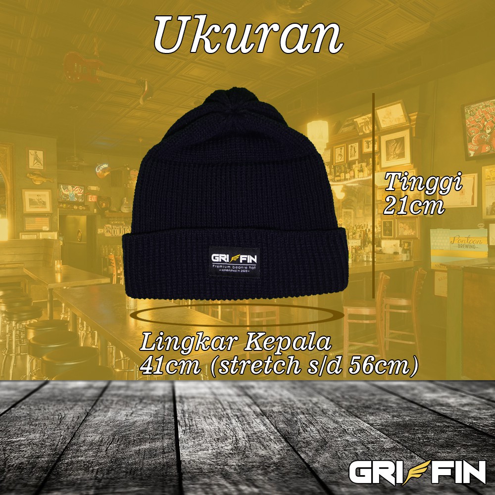 Topi Beanie Hat Kupluk Pria Distro Skate Polos Dewasa Keren Retrofit by Griffin