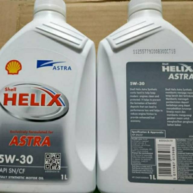 OLI SHELL HELIX ASTRA SAE 5W-30 API SN FULLY SYNTHETIC GALON 1 LITER