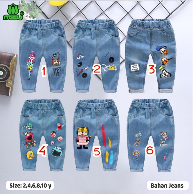RAF MOOV Celana Panjang Jeans Bordir Bawahan Anak Laki-Laki Perempuan
