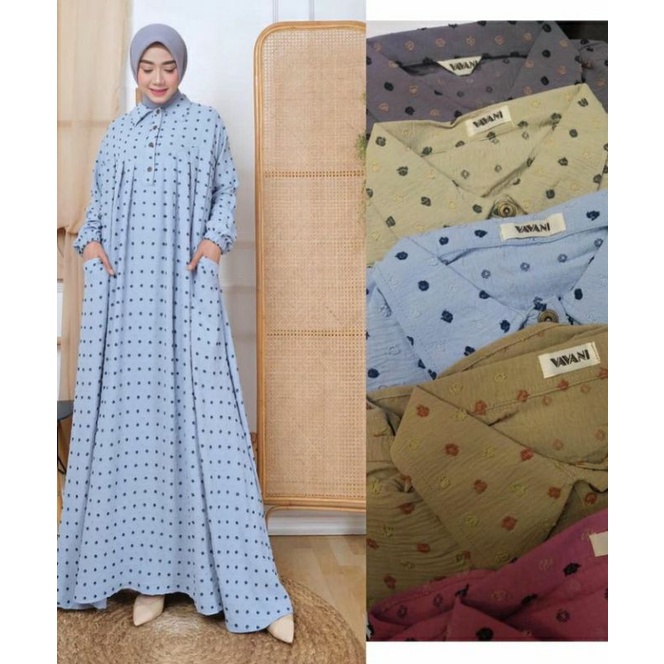 Original by Vavani Dress Ivana busui friendly (baju gamis wanita muslimah casual kondangan murah can