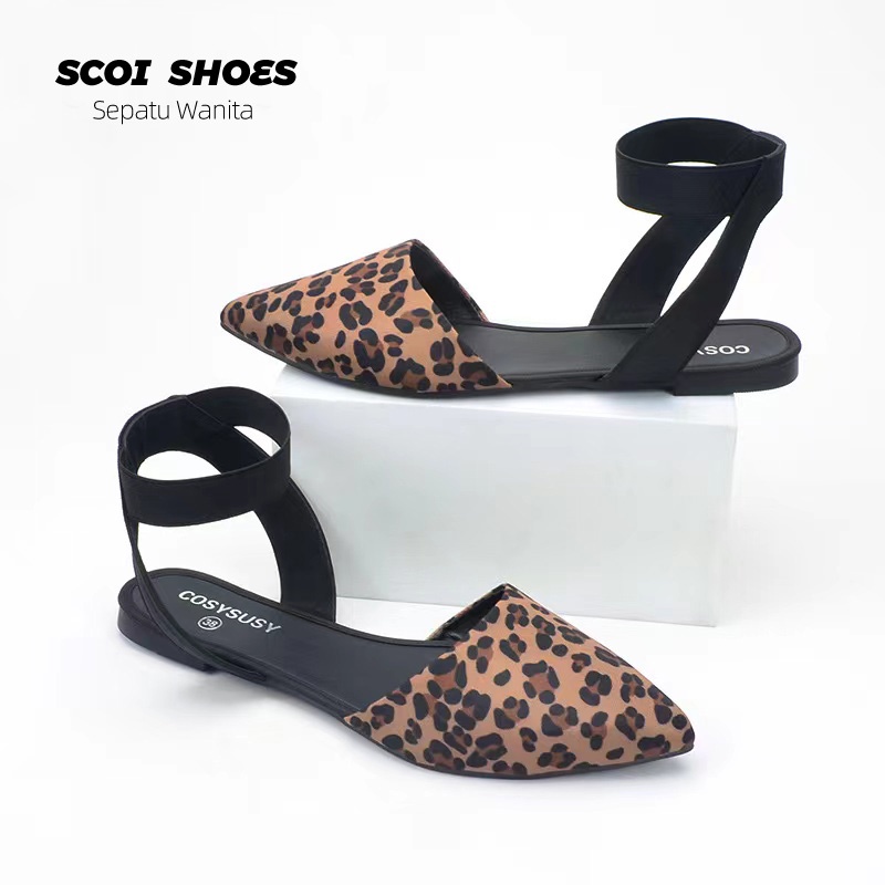 Sepatu Flatshoes Wanita Model Leopard Print Wanita Import Terbaru - Scoi