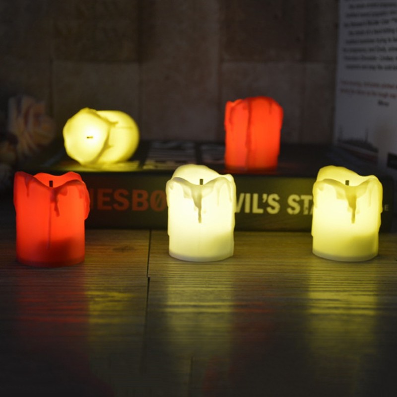 [Ready Stock ]  Creative Home Ivory Color Electronic Candle Light / Flameless Tears LED Battery Powered Tea Light Candle Light / Wedding Christmas Party Decor Lamp Ambient Light