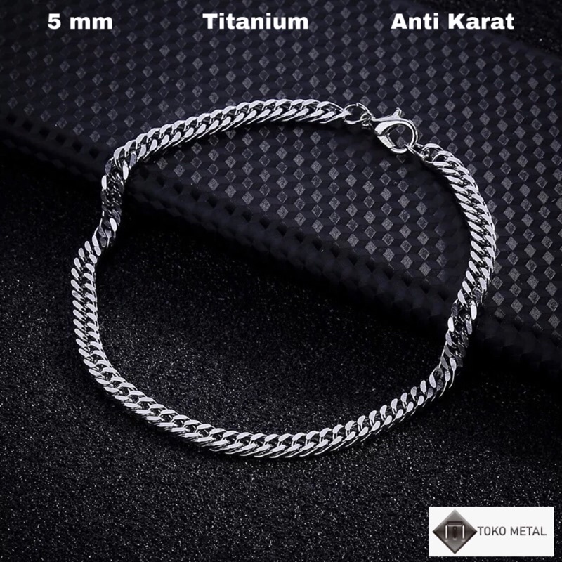 KALUNG TITANIUM RANTAI SILVER PRIA ANTI KARAT 5 MM PANJANG 45 CM 50 CM 60 CM  75 CM [TOKO METAL]