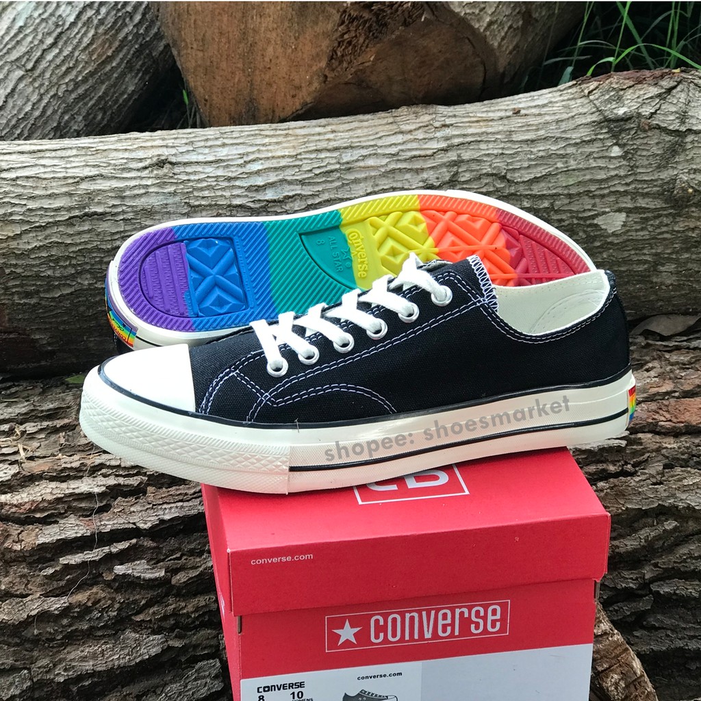 SEPATU CONVERSE 70S LOW X RAINBOW BLACK WHITE ALL STAR CHUCK TAYLOR