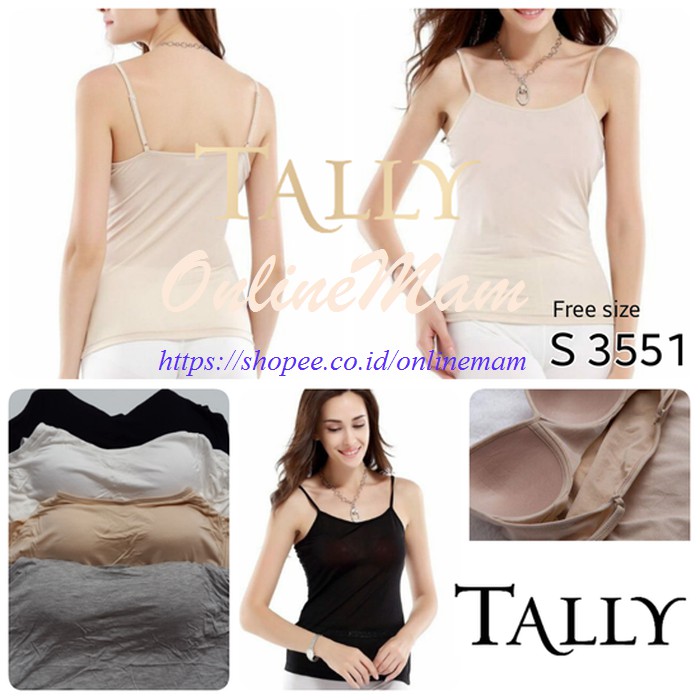 Singlet Tank Top Bra dengan Cup Bra Merk Tally S 3551