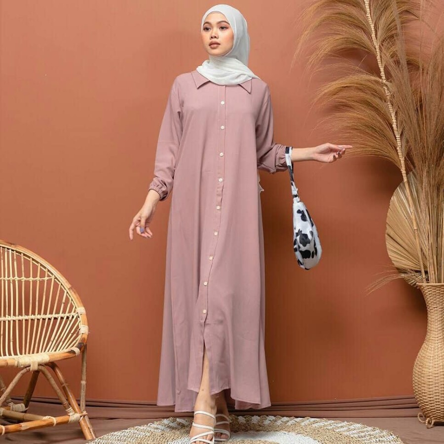 Gamis murah tanggung modern drees hitam terbaru 2021 R5P3 katun brokat buat kondangan wanita remaja 