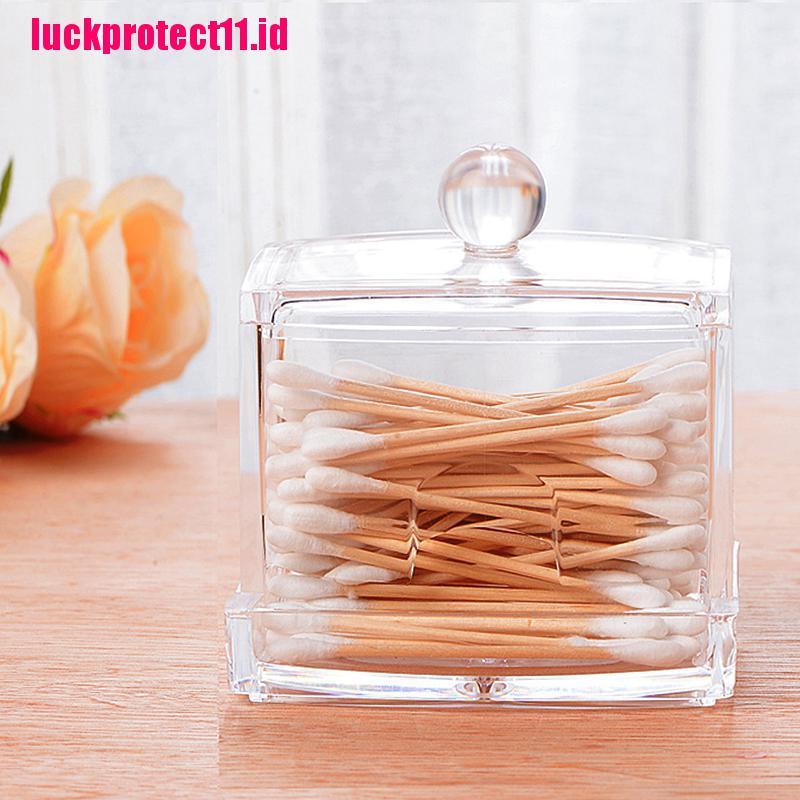 (LUCK11) Kotak Akrilik Transparan Portable Holder Kapas Makeup