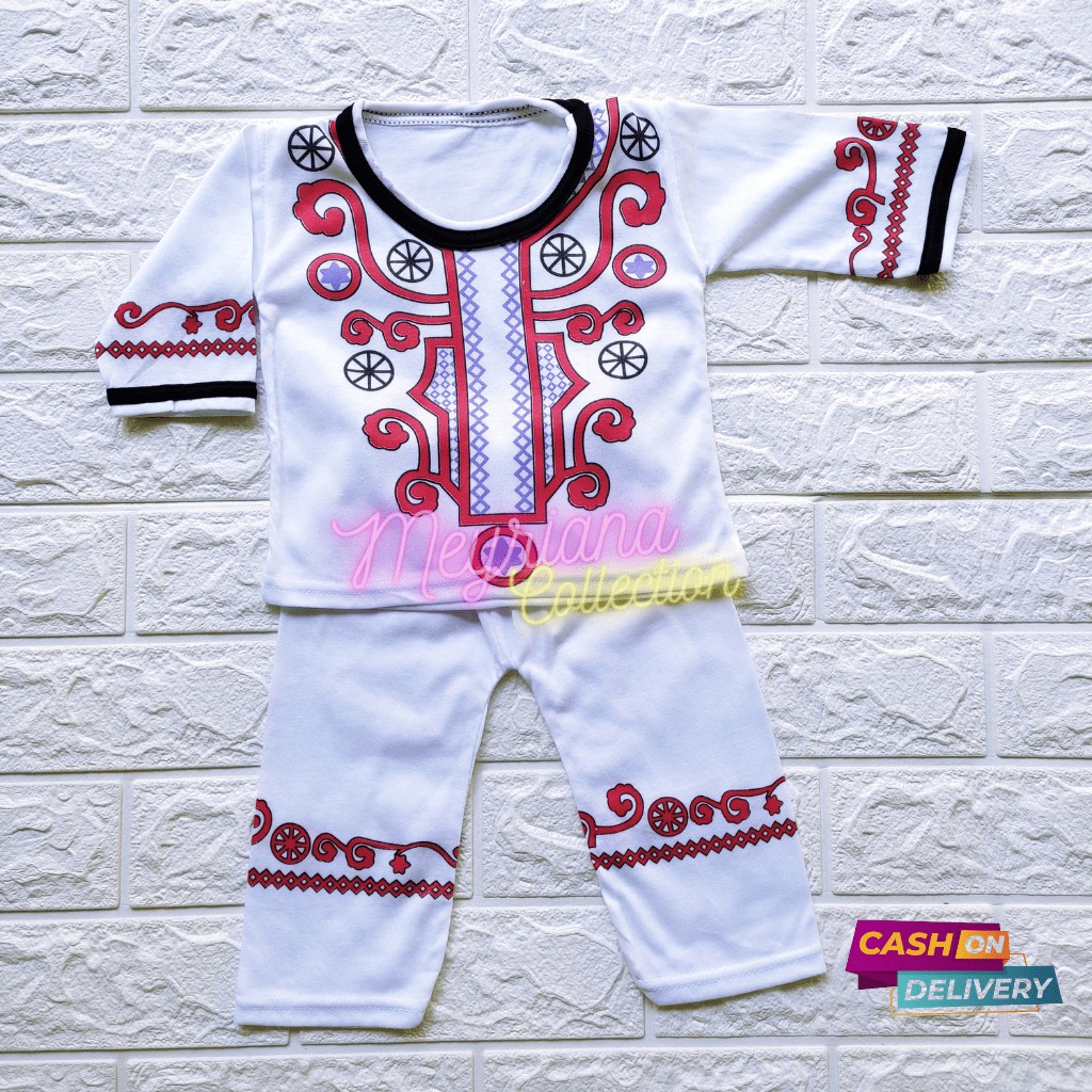 3 Setel Baju Koko Bayi Setelan Baju Celana Bayi Koko Newborn 0 - 6 Bulan Meyriana Collection