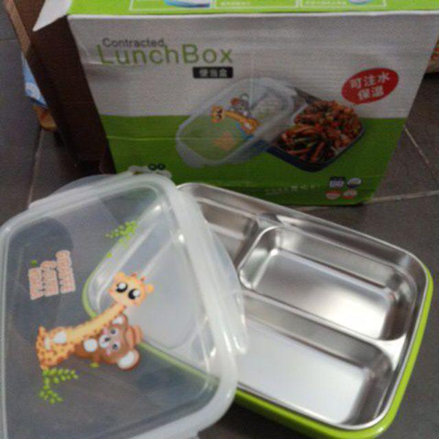 Kotak Tempat Makan Stainless Steel Anti Panas Tumpah Bento Untuk Lunch Bekal Nasi Tumis Lauk Sambal