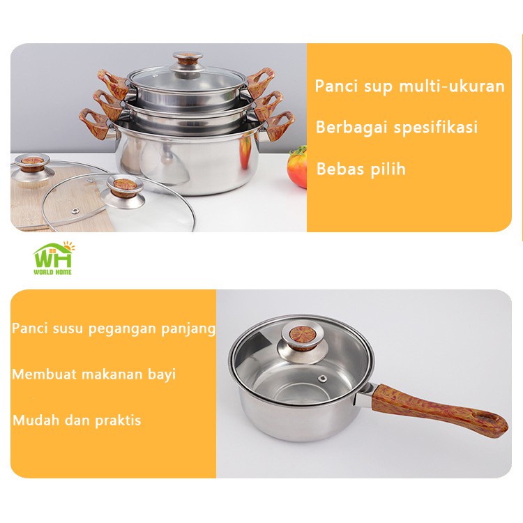 NEW PRODUK!! Set Panci Masak Stainless Steel Satu Set Wajan Panci Murah Tahan Lama Set Alat Masak Stainless