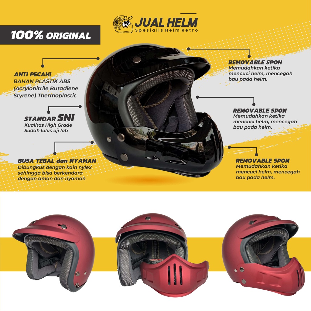 Helm Retro Cakil Modular  (Vespa / Klasik / Vintage) Jual Helm Modular