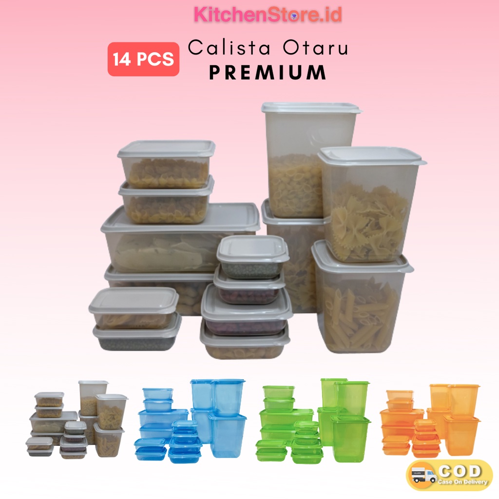 TOPLES PLASTIK FULL WARNA KOTAK PENYIMPANAN KULKAS SET CALISTA OTARU PREMIUM 14 PCS FOOD COUNTAINER SET LUNCH BOX PENYIMPANAN SERBAGUNA SET TOPLES KULKAS TERLARIS/ FOOD COUNTAINER SET/LUNCH BOX SET/ TOPLES SAYUR DAN KUE KERING