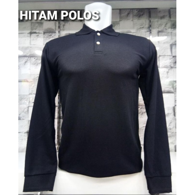 Kaos kerah lengan panjang hitam polos#kerah pria/wanita hitam