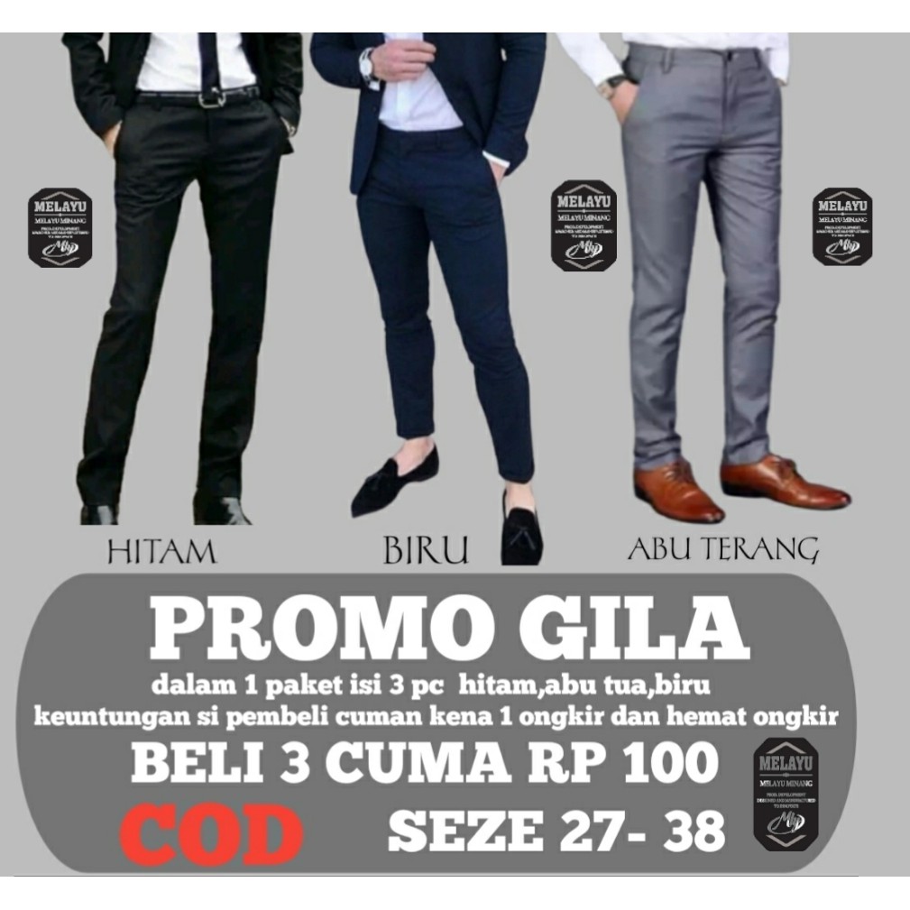 PROMO ISI 4 PC CELANA BAHAN | KERJA | FORMAL KANTOR | PANJANG | HITAM | DASAR PRIA SLIMFIT COD_