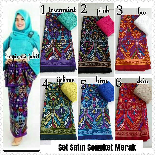 Set satin songket merak