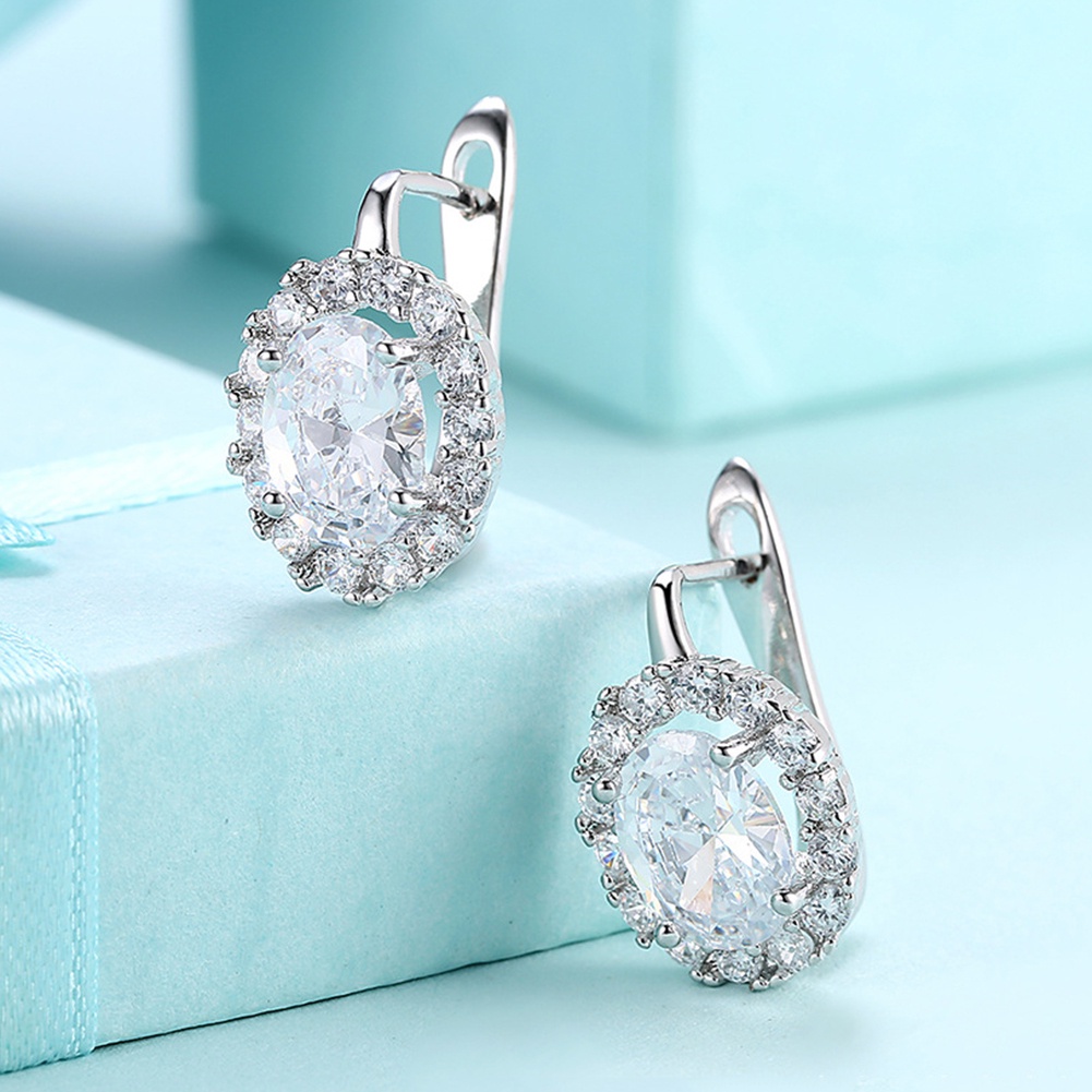 Hu Hu Hu Hu Hu Alat Bantu Pasang Kacamata♡ Anting Tusuk Gantung Wanita Desain Oval Hias Cubic Zirconia Gaya Mewah Untuk Pernikahanhadiah