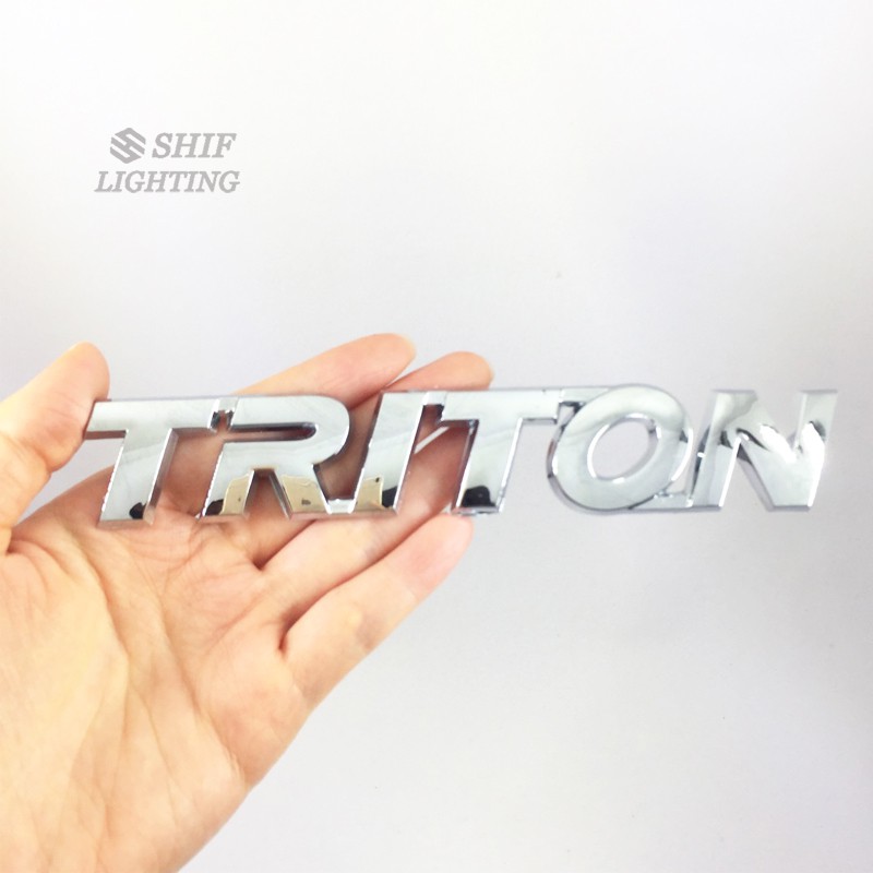 1pc Stiker Emblem Logo TRITON Bahan ABS Warna Silver Untuk Mobil Mitsubishi