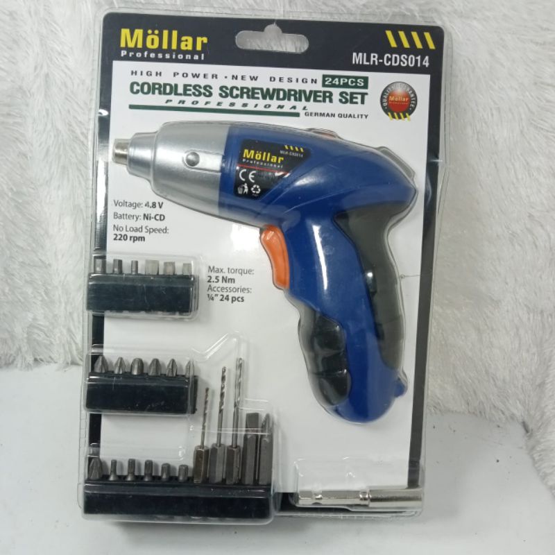 MESIN BOR MINI CAS CORDLESS SCREWDRIVER MOLLAR BONUS MATA BOR