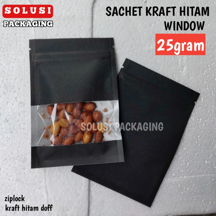 Sachet Hitam Window 25gr Plastik Klip masker bubuk kemasan packaging