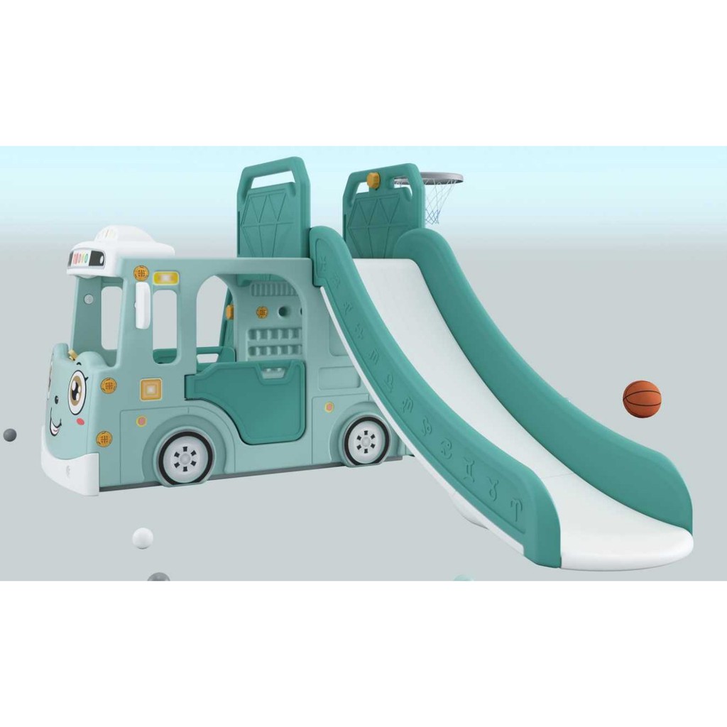 Mainan Anak Perosotan Bus / Bus Slide Play Ground + Ring Basket JM30248